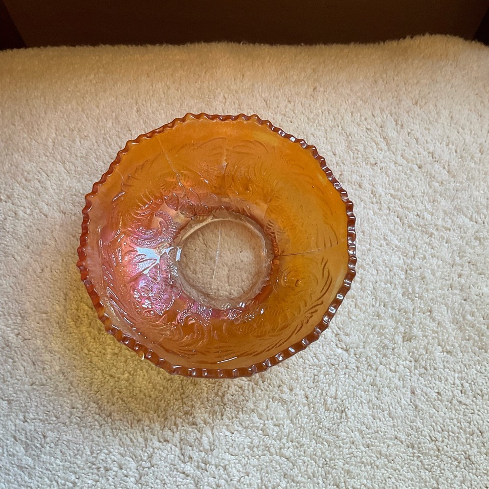 Fenton Marigold Gorgeous Carnival Glass Pine Cone small bowl with cut edges. - Picture 2 of 9